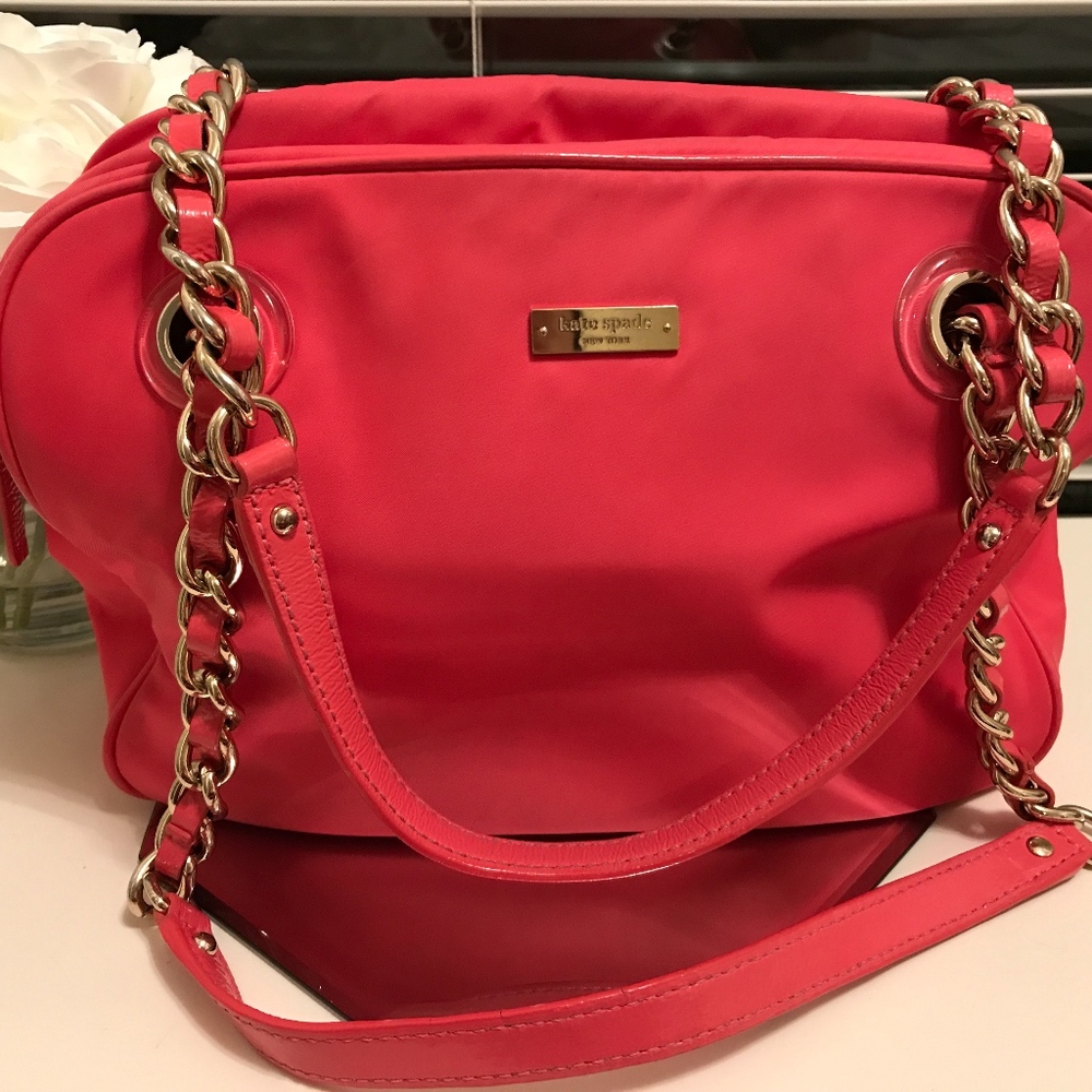 Kate Spade Coral/Pink Vinyl Shoulder Bag